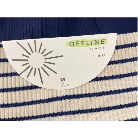 NWT Offline by Aerie Navy Blue Striped Waist Hi-Rise Leggings Drawstring Size M - Picture 6 of 6
